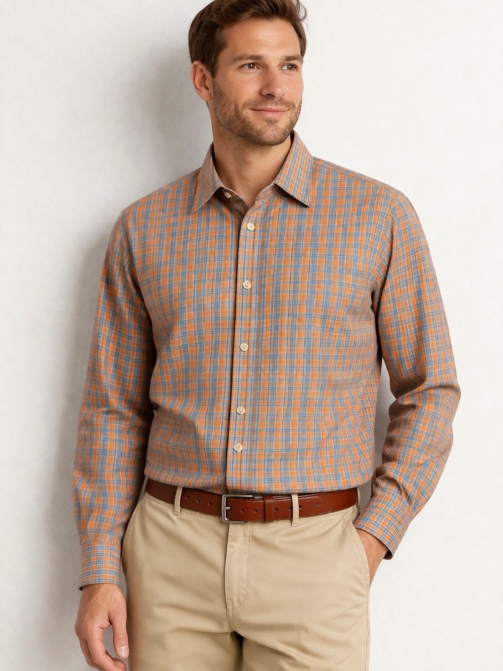 PETER MILLAR 100% Cotton Long Sleeve Plaid Shirt Size XXL